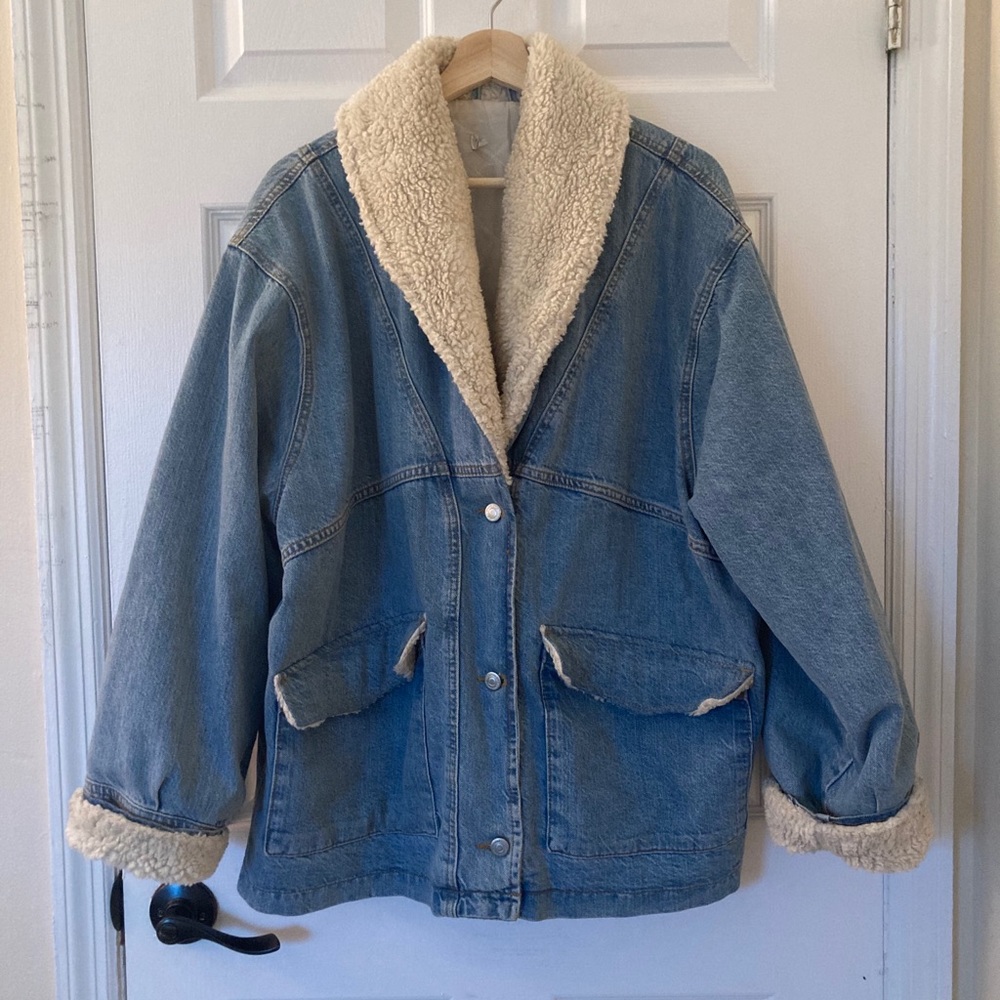 Topshop Denim & Borg Coat
